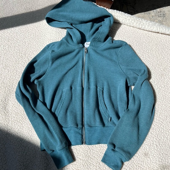 TNA Tops - TNA Waffle Zip up Hoodie / Blue Green colour in Size Small